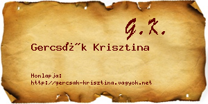 Gercsák Krisztina névjegykártya